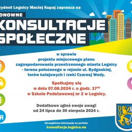 powiększ zdjęcie: Konsultacje społeczne w Legnicy: Zaproszenie do udziału w dyskusjach publicznych