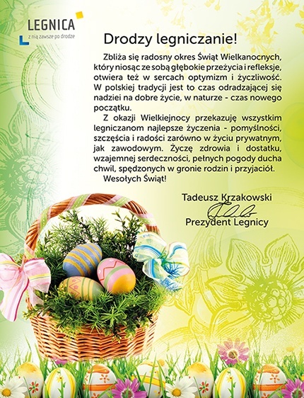 Wielkanocne życzenia Prezydenta Legnicy
